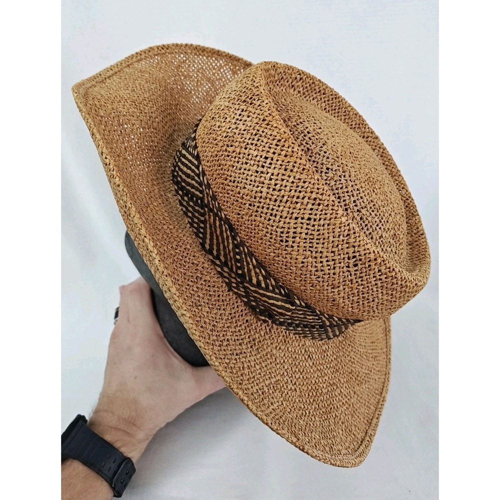 Vintage Resistol Cowboy Hat Boho Yellow Rose Straw Self Conforming Texas USA - Picture 5 of 14